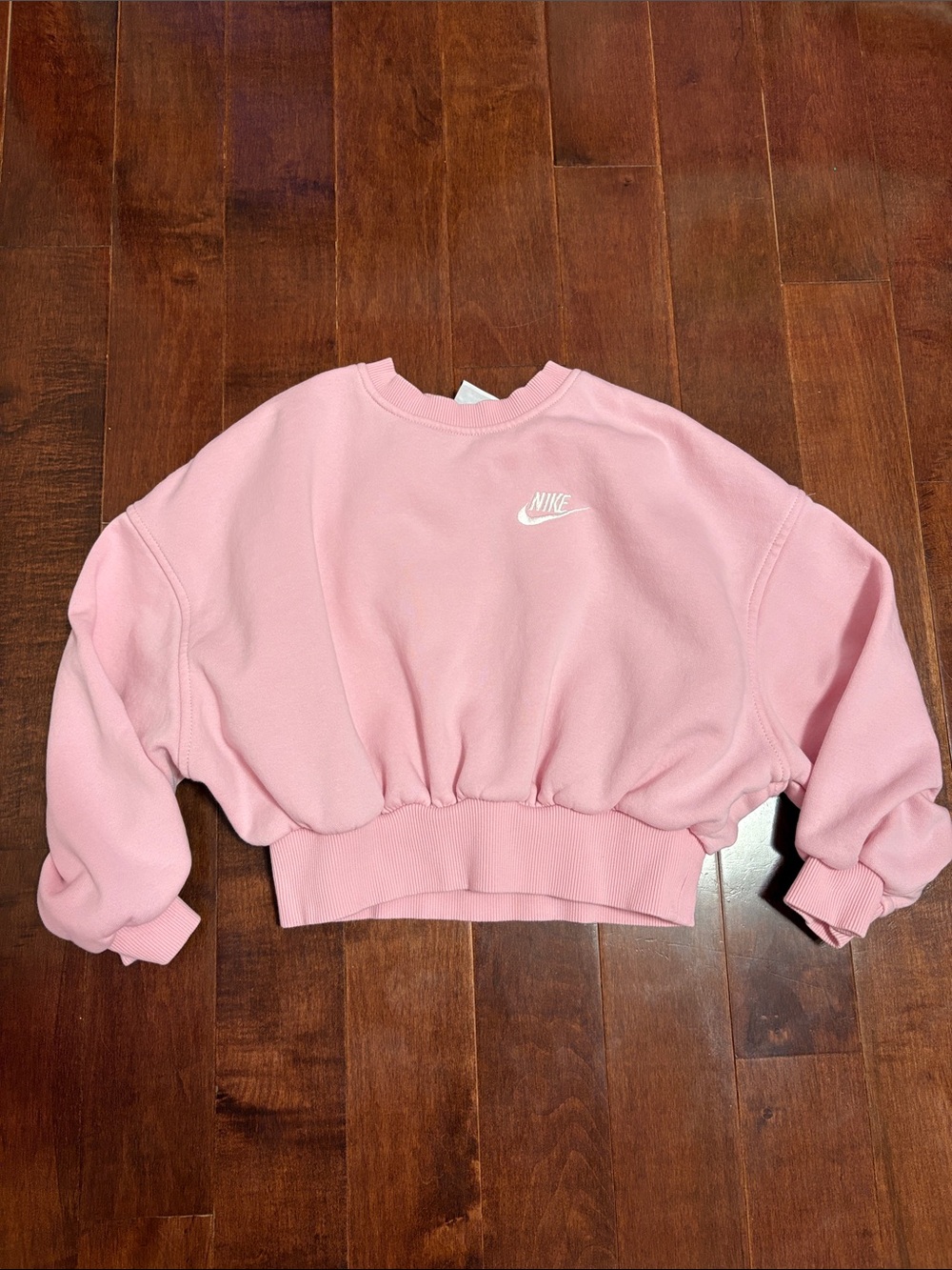 Nike Light Pink Cropped Crew Sweatshirt with White Logo Size XS